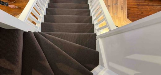 Black boucle wool stair runner