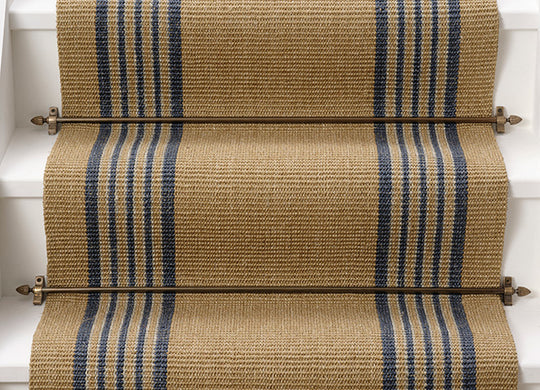 Blue striped carpet runner