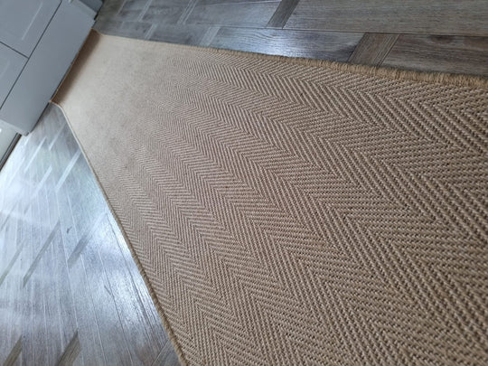A jute stair runner with whipped edges