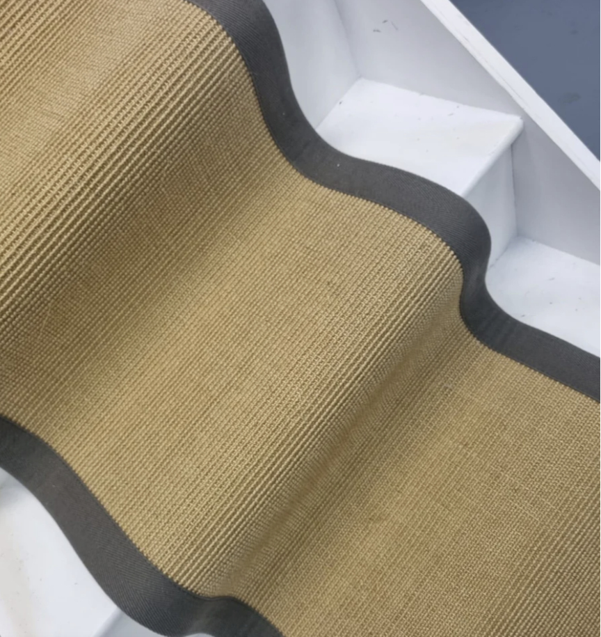 Sisal boucle runner with brown border