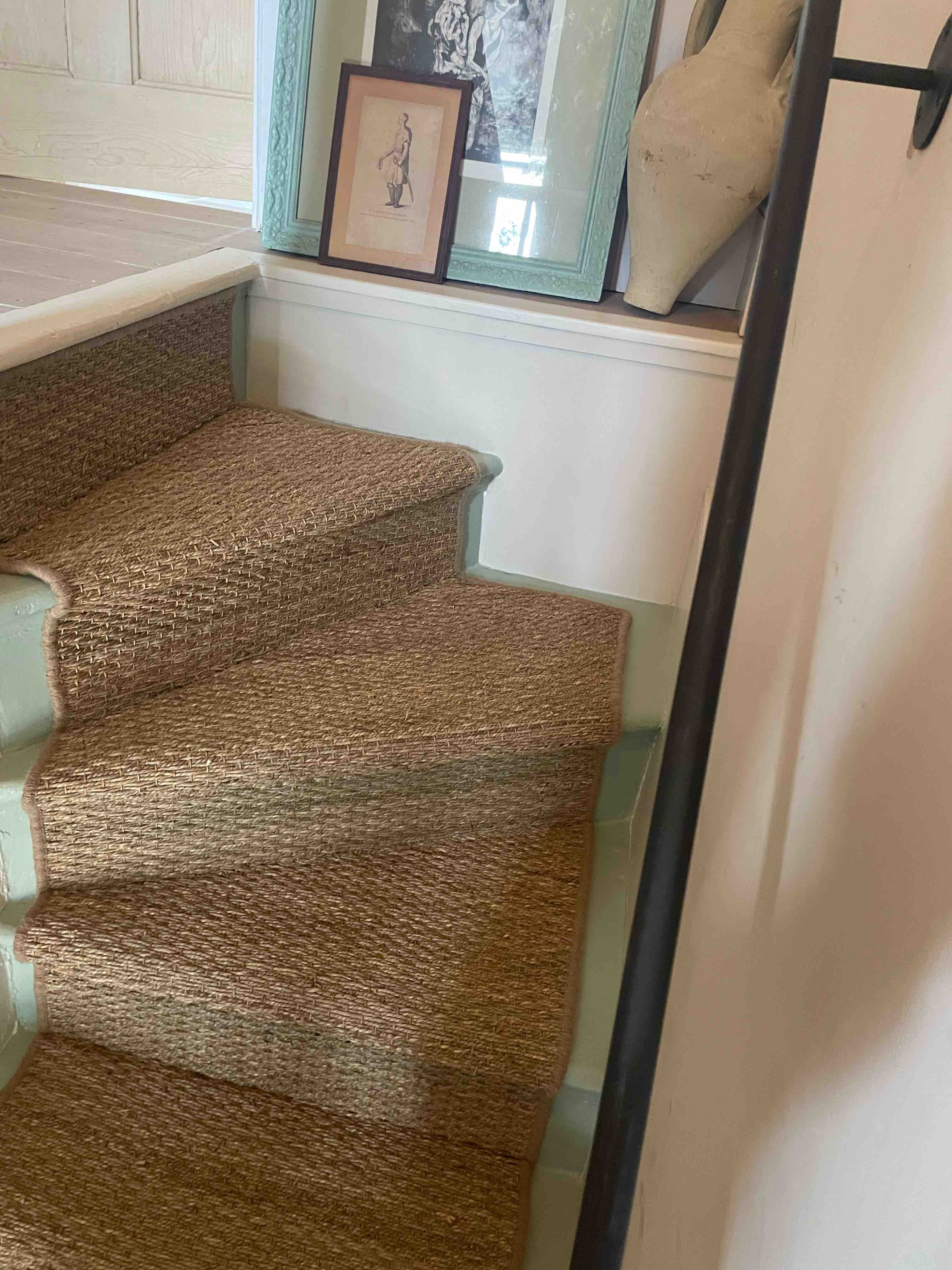 Natural seagrass stair runner