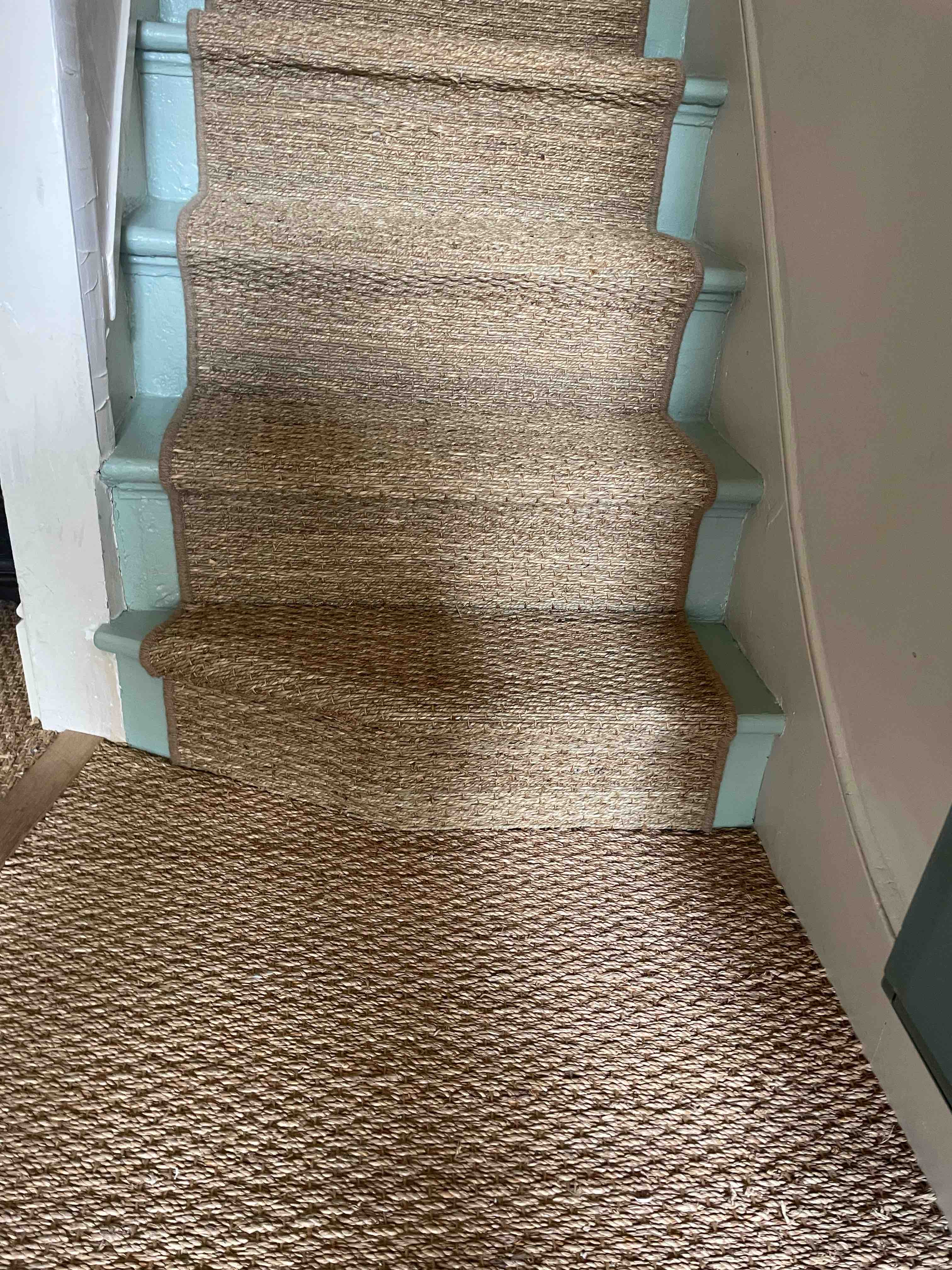 Natural seagrass stair runner