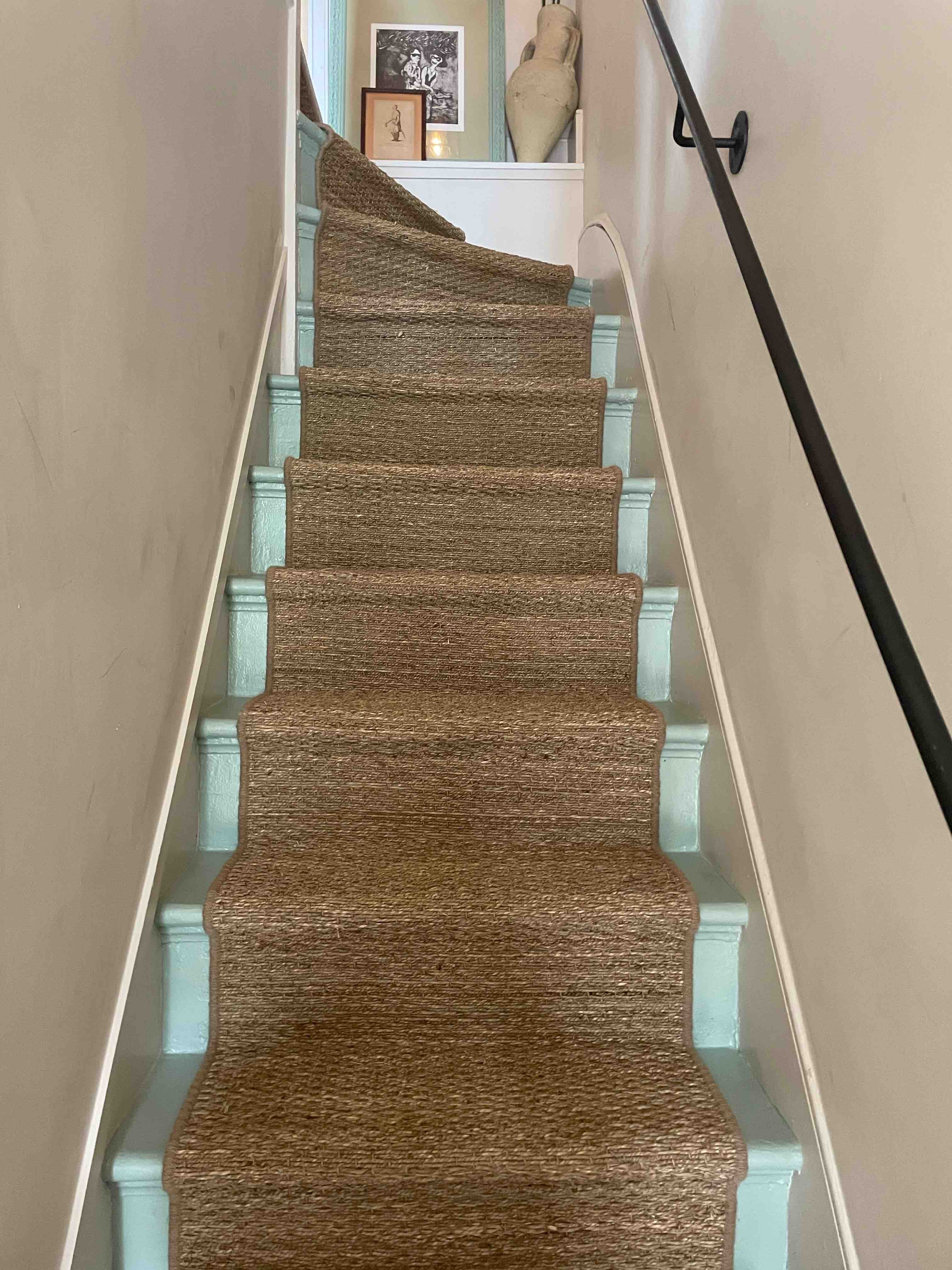 Natural seagrass stair runner