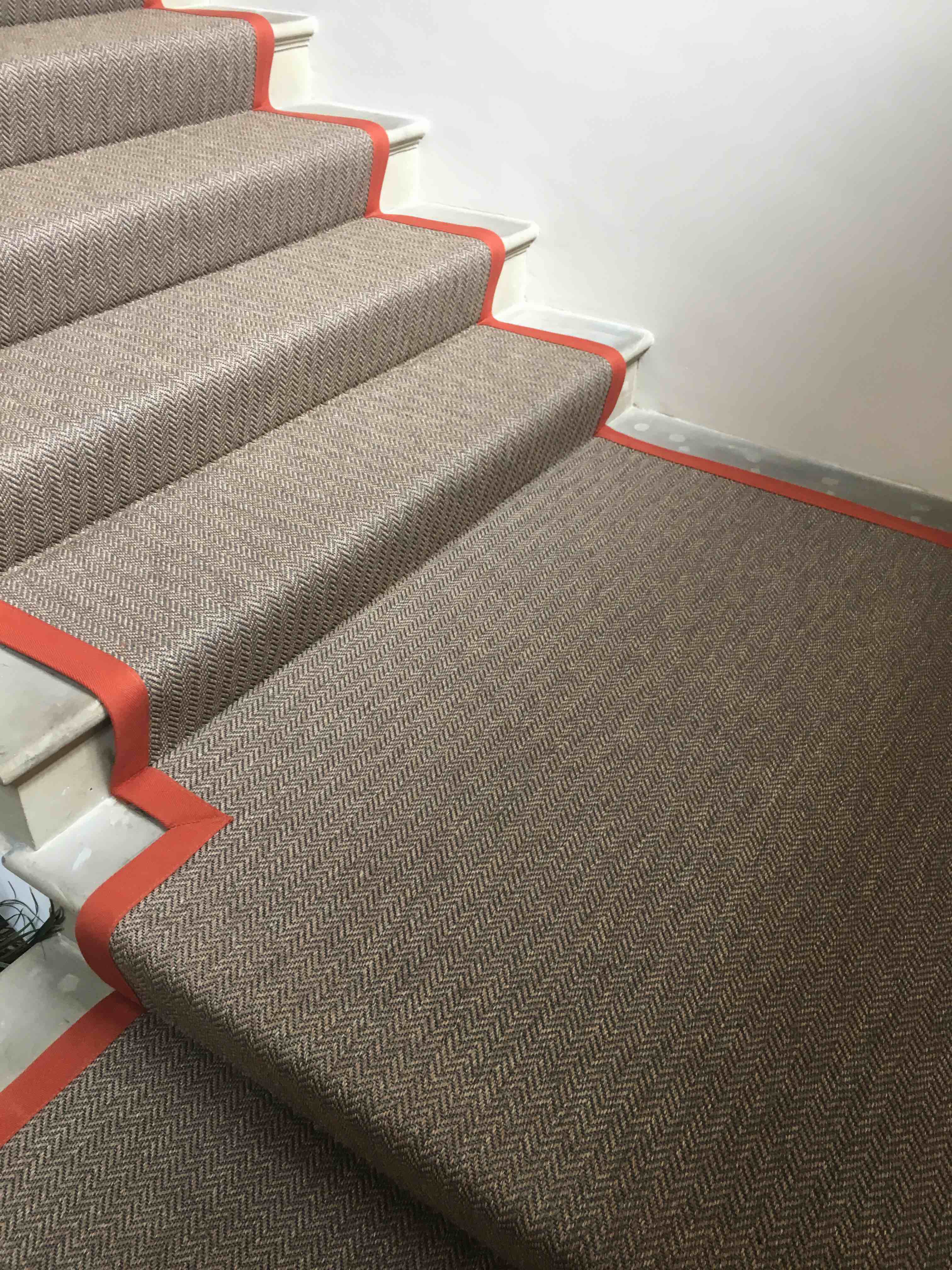Bespoke stair runner installation, Stratford staircase