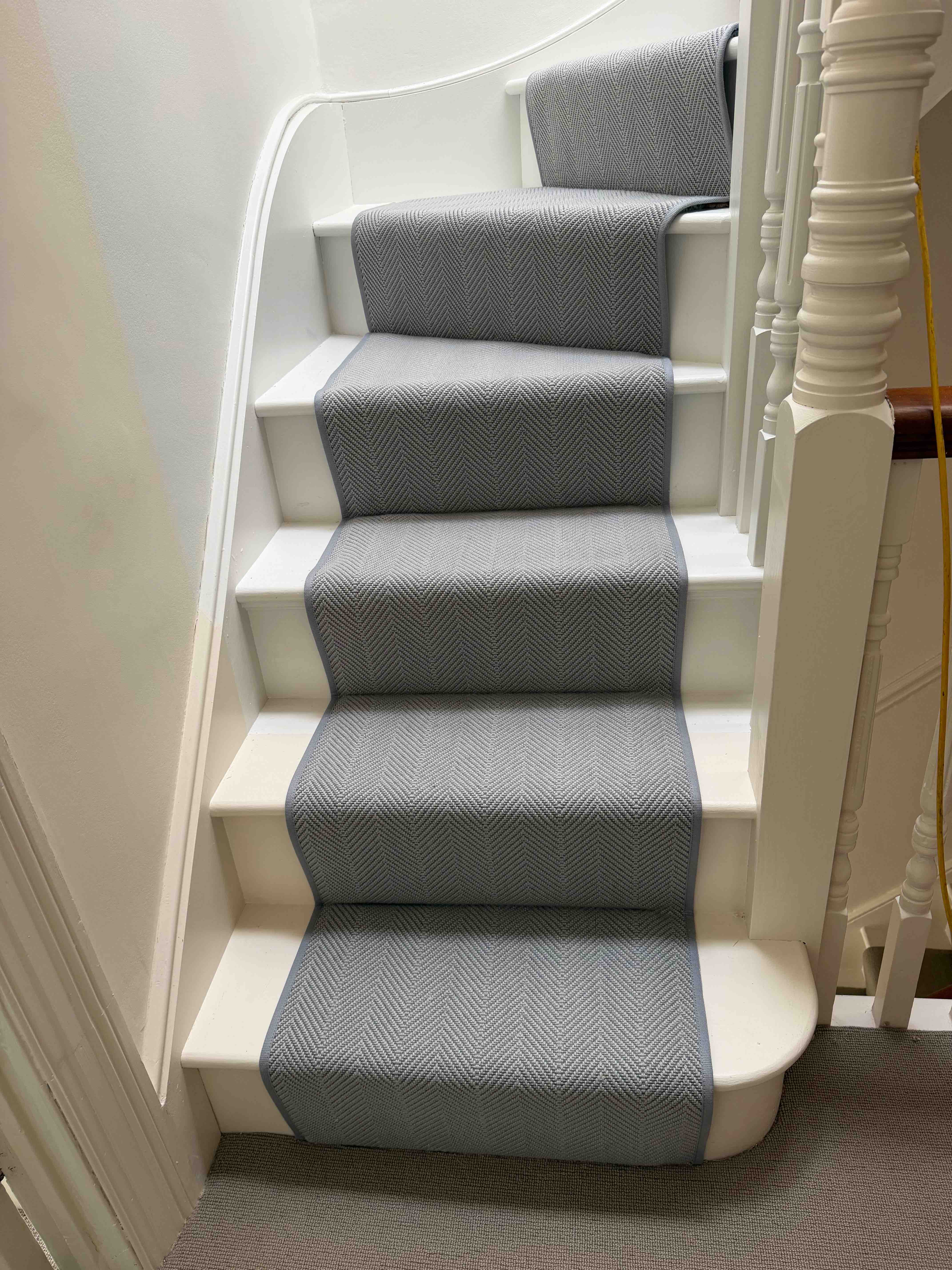 Light grey herringbone stair runner