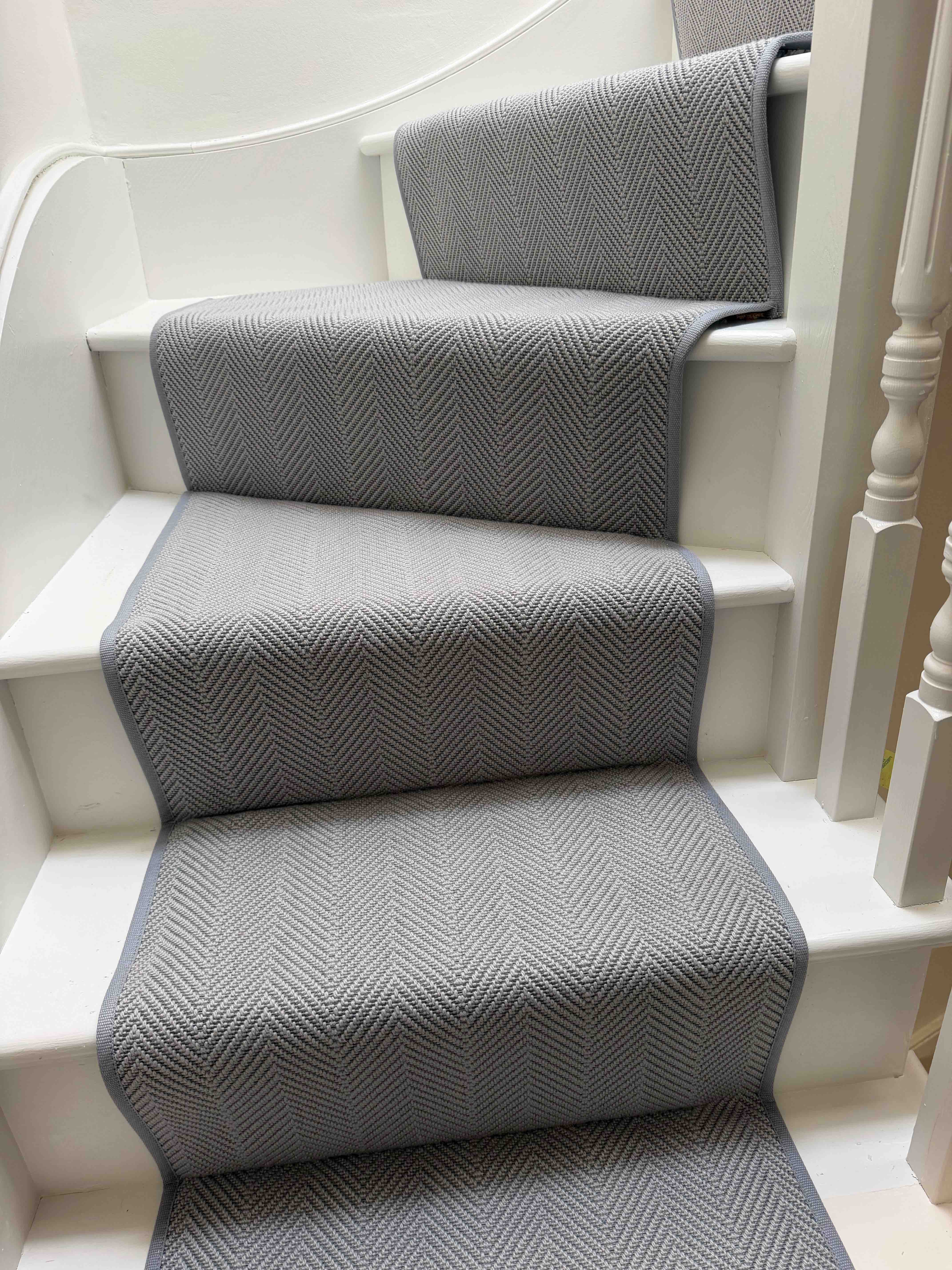 Light grey herringbone stair runner